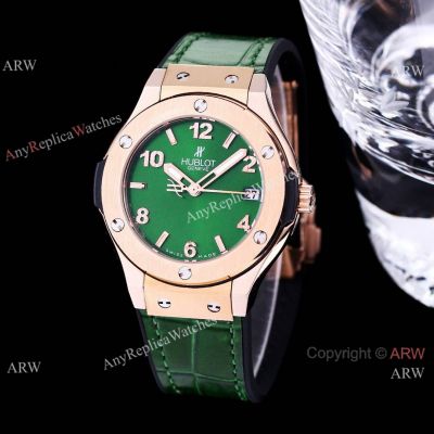 Best Quality Copy Hublot Women's Classic Fusion Quartz Green Gummy Strap